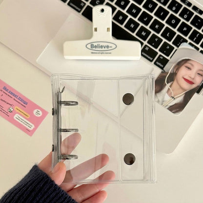 A8両リングカードケース　三寸シングルポケット　ミニ3リングバインダー手帳　無印風クリアファイル　シンプル収納