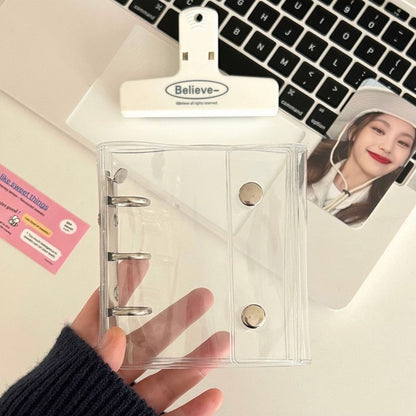 A8両リングカードケース　三寸シングルポケット　ミニ3リングバインダー手帳　無印風クリアファイル　シンプル収納