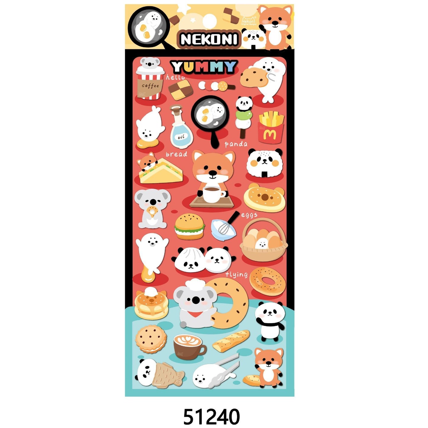 【N10】キラキララメ入り ふんわりボア 太空パンダ・クマ・キツネ・コアラ 立体デコレーションステッカー