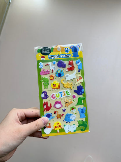 【N5】かわいい動物（ペンギン・くま）の海の世界 瑠璃ガラス製 立体スマホ用デコレーション 手帳ステッカー