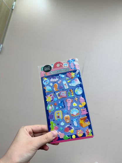 【N5】かわいい動物（ペンギン・くま）の海の世界 瑠璃ガラス製 立体スマホ用デコレーション 手帳ステッカー