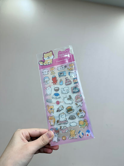 【N3】かわいい動物（ペンギン・くま）の海の世界テーマ 瑠璃ガラス風 立体 手帳用デコレーションステッカー