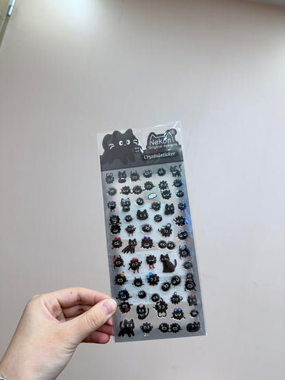 【N3】かわいい動物（ペンギン・くま）の海の世界テーマ 瑠璃ガラス風 立体 手帳用デコレーションステッカー