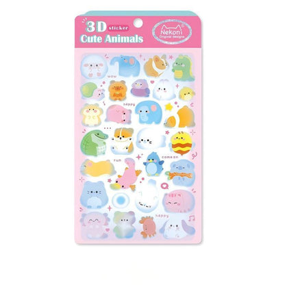 【N1】かわいい3D浮彫り動物・海・おいしい食べ物・フルーツ 立体スマホ用ウォーターカップデコレーションステッカー