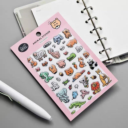 【N6】ラインのキュートなイラスト ステッカー エポキシ樹脂デコレーションシール 可愛い動物・海洋ステッカー