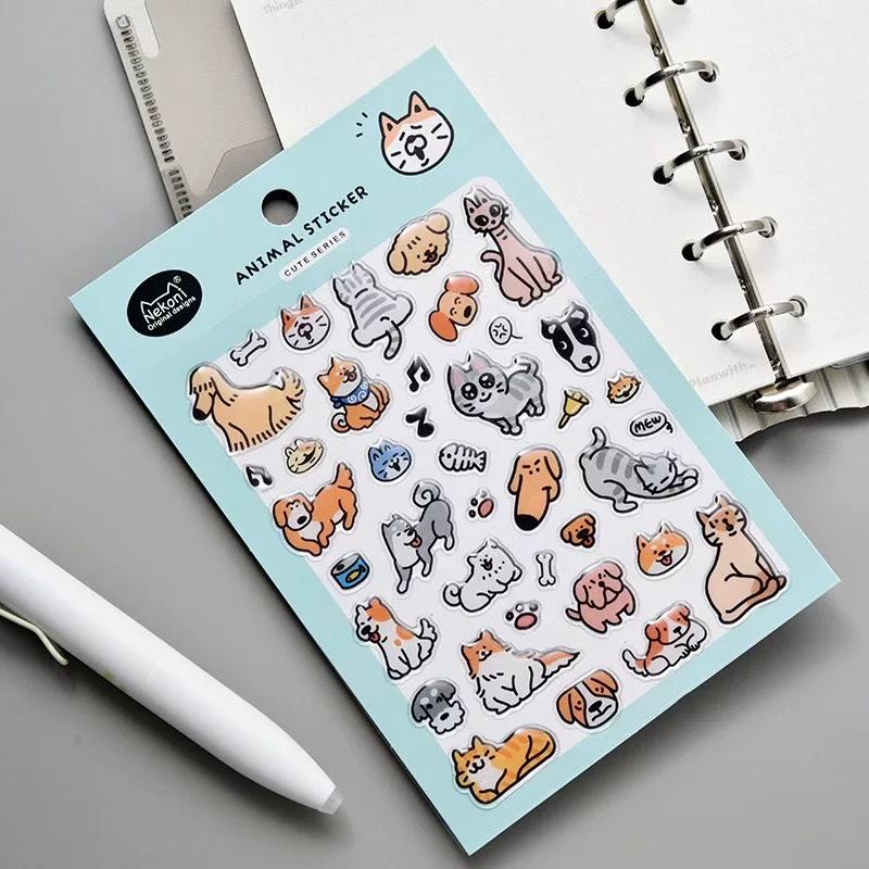 【N6】ラインのキュートなイラスト ステッカー エポキシ樹脂デコレーションシール 可愛い動物・海洋ステッカー