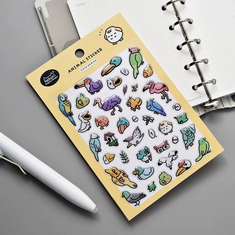 【N6】ラインのキュートなイラスト ステッカー エポキシ樹脂デコレーションシール 可愛い動物・海洋ステッカー