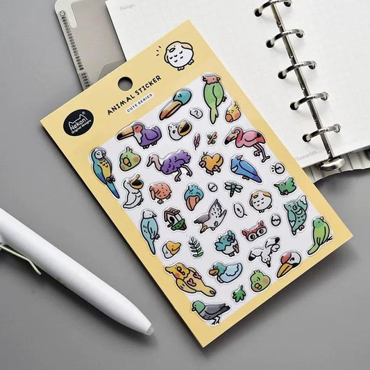 【N6】ラインのキュートなイラスト ステッカー エポキシ樹脂デコレーションシール 可愛い動物・海洋ステッカー