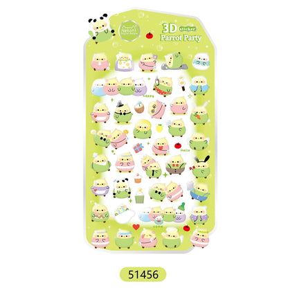 【N11】かわいい3D浮彫り イルカ・オウム・ペンギン・ブルーバット 立体スマホ 手帳・水筒用デコレーションステッカー