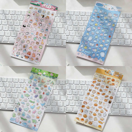 【N13】金箔押/銀箔押 カートゥーン 琉璃ガラス風 アニマル 海洋ファンタジー 小さな恐竜 デコレーションステッカー