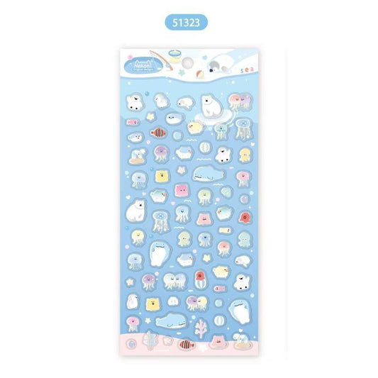 【N13】金箔押/銀箔押 カートゥーン 琉璃ガラス風 アニマル 海洋ファンタジー 小さな恐竜 デコレーションステッカー