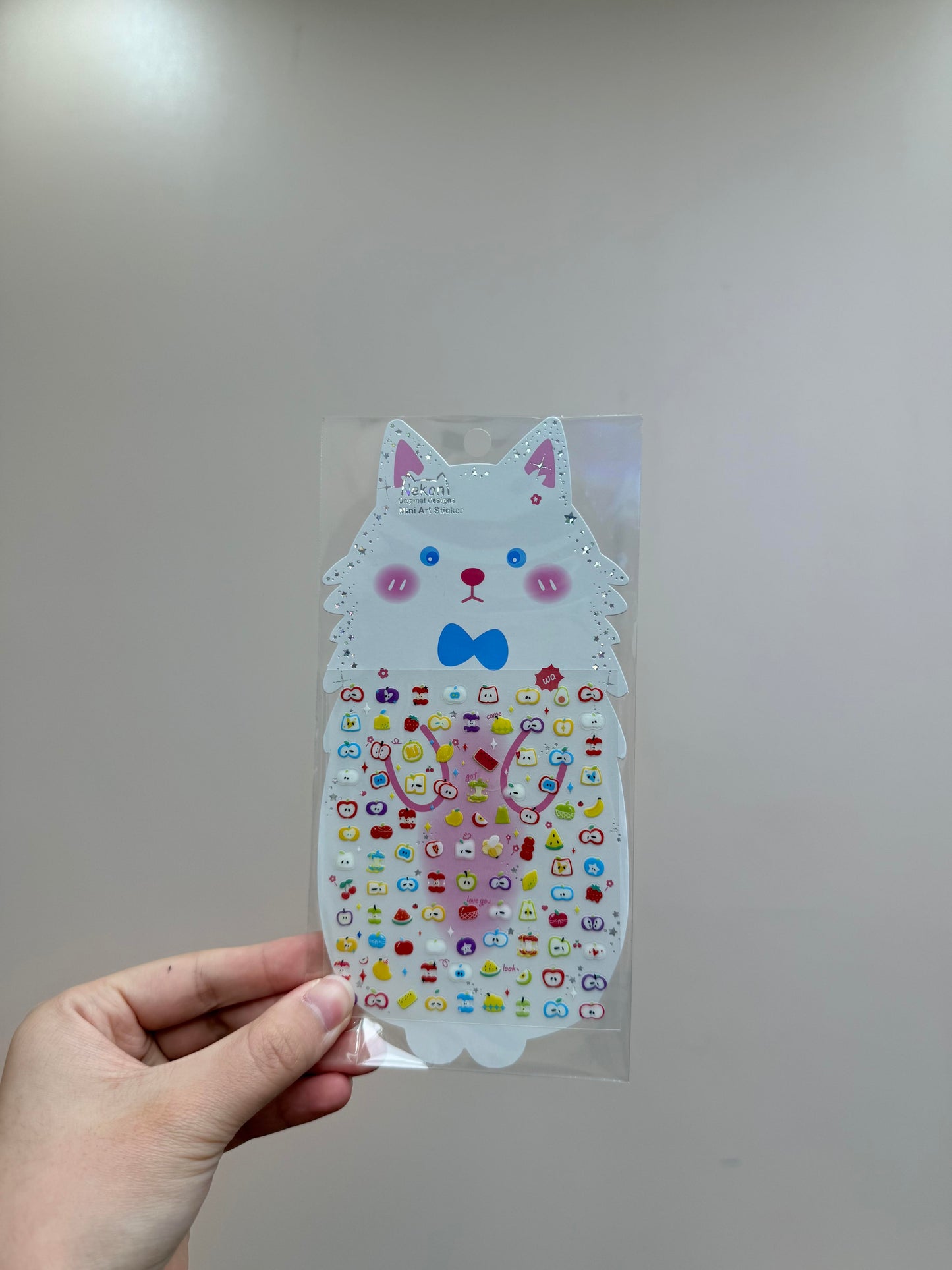 【N9】かわいいカートゥーン風 ミニネイルシール ガーリー ピンクハート フルーツ＆猫モチーフ 大パーティー 世界を旅する