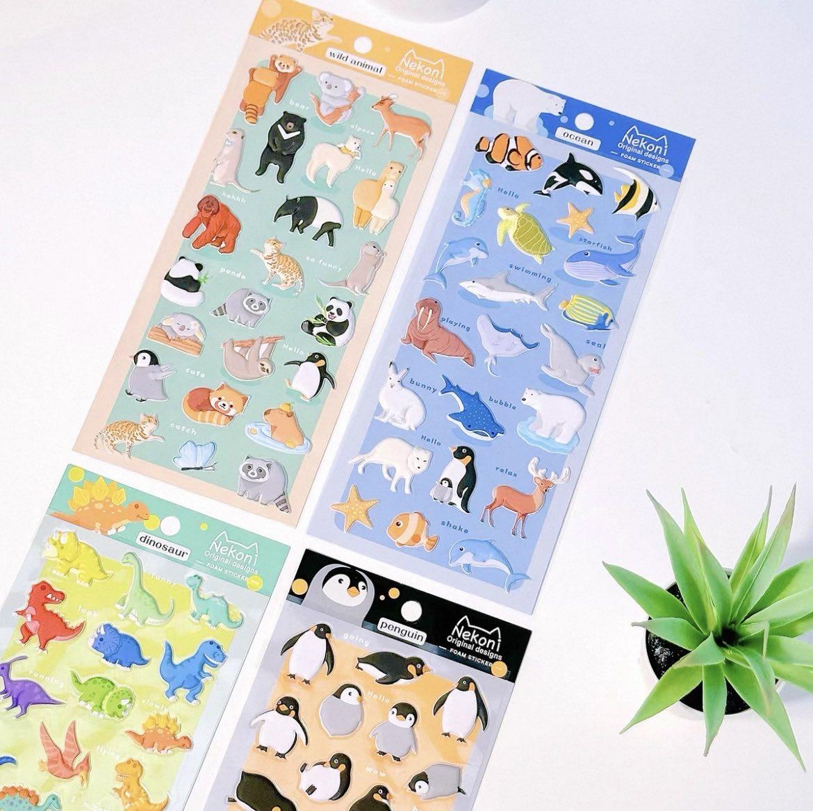 【N8】3D立体 泡綿素材 かわいい動物 防水ステッカー