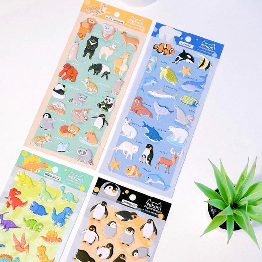 【N8】3D立体 泡綿素材 かわいい動物 防水ステッカー