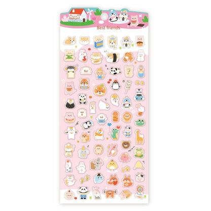 【N13】金箔押/銀箔押 カートゥーン 琉璃ガラス風 アニマル 海洋ファンタジー 小さな恐竜 デコレーションステッカー