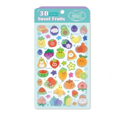 【N1】かわいい3D浮彫り動物・海・おいしい食べ物・フルーツ 立体スマホ用ウォーターカップデコレーションステッカー