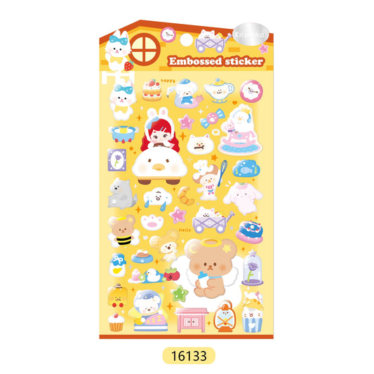 【K1】女の子用 子供用ステッカー 3D立体浮彫りステッカー キャラクター動物 クリエイティブステッカー スマホケース DIY装飾