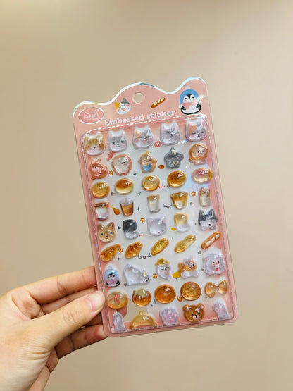 【N19】かわいい3D浮彫り イルカ・オウム・ペンギン・ブルーバット 立体スマホ 手帳・水筒用デコレーションステッカー