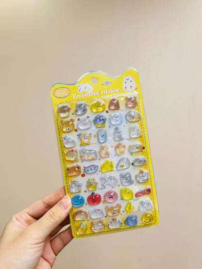 【N19】かわいい3D浮彫り イルカ・オウム・ペンギン・ブルーバット 立体スマホ 手帳・水筒用デコレーションステッカー