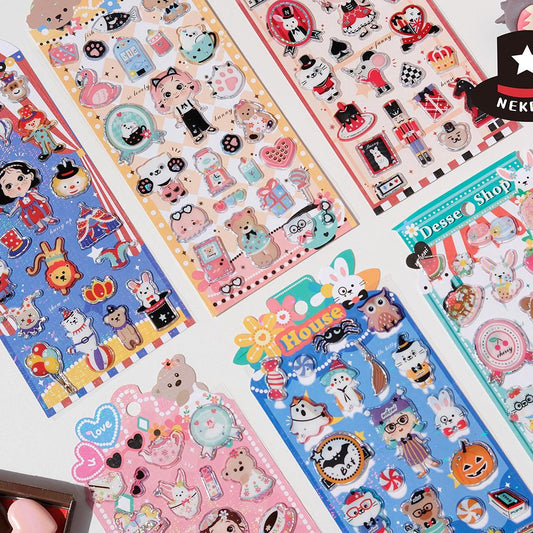 【N12】琉璃 小ほくろガール 透明クリスタル レザー風3D スマホ装飾 手帳ステッカー