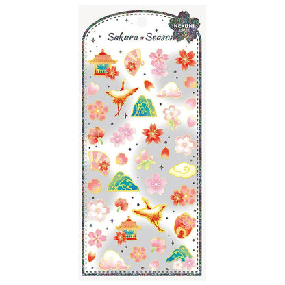 【N14】唯美 桜 動物 パンダ コーキ ドロップパール 輝き スマホ装飾素材 手帳ステッカー