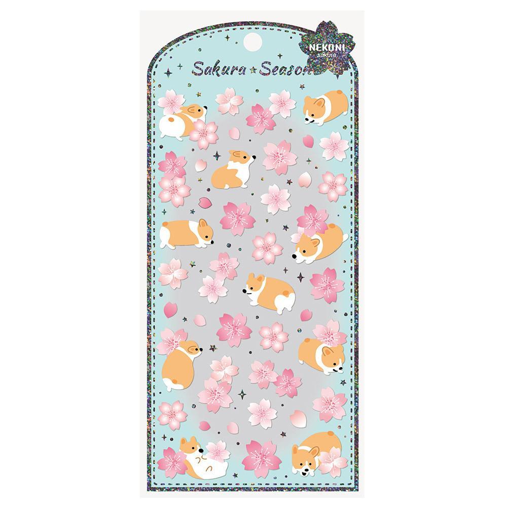 【N14】唯美 桜 動物 パンダ コーキ ドロップパール 輝き スマホ装飾素材 手帳ステッカー