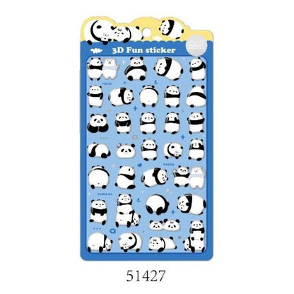 【N17】かわいい3D浮彫りパンダ・ネコ・アライグマ アニマルコレクション 立体スマホ用ステッカー