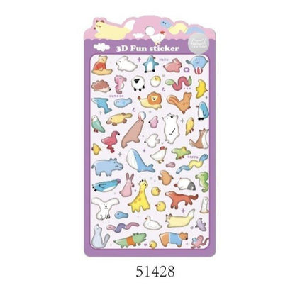 【N17】かわいい3D浮彫りパンダ・ネコ・アライグマ アニマルコレクション 立体スマホ用ステッカー