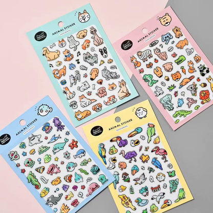 【N6】ラインのキュートなイラスト ステッカー エポキシ樹脂デコレーションシール 可愛い動物・海洋ステッカー